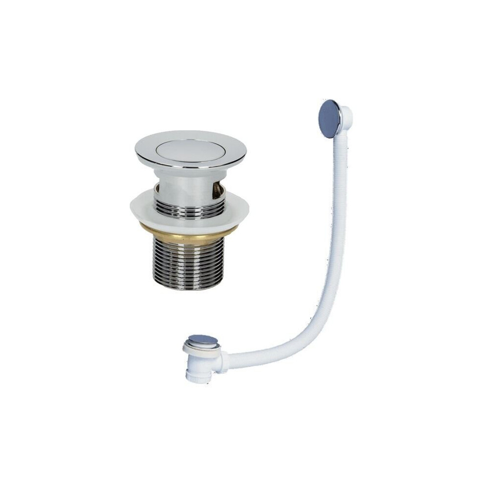 Bathroom Basin Sink Press Top Slotted Waste & Quick Clac Chrome Bath Waste Pack