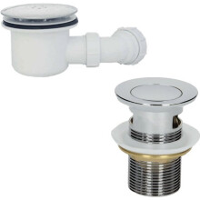 Bathroom Basin Sink Press Top Slotted Waste & 90mm Hi Flo Chrome Shower Waste