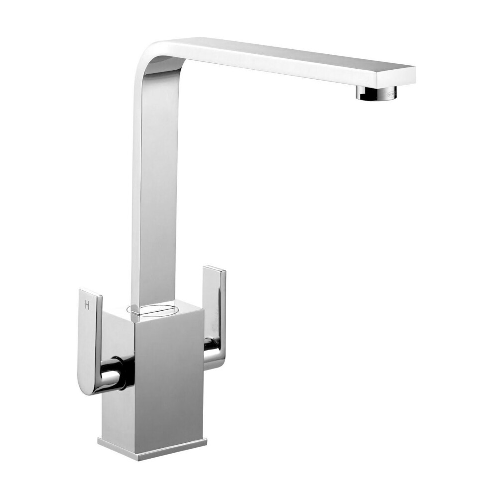Rangemaster Quadrant Kitchen Sink Basin Dual Twin Lever Mono Mixer Tap Swivel Spout Chrome