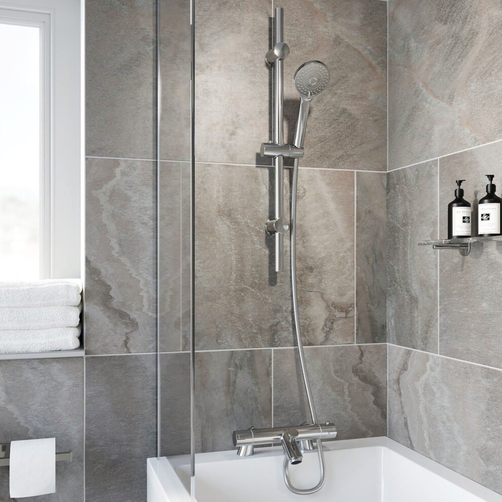 Bathroom Luxury Chrome Thermostatic Bath Shower Mixer Valve Single Head Riser 5056093680884