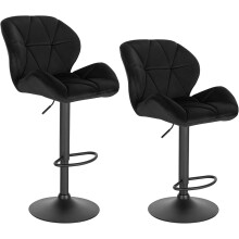 Black Multifunctional Velvet Fabric Ergonomic Comfortable Bar Stools UK Set of 2