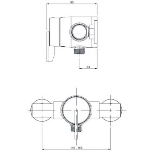 Bristan Bristan Sonique2 Recessed Shower Valve With Chrome Head & Adjustable Riser Rail 2
