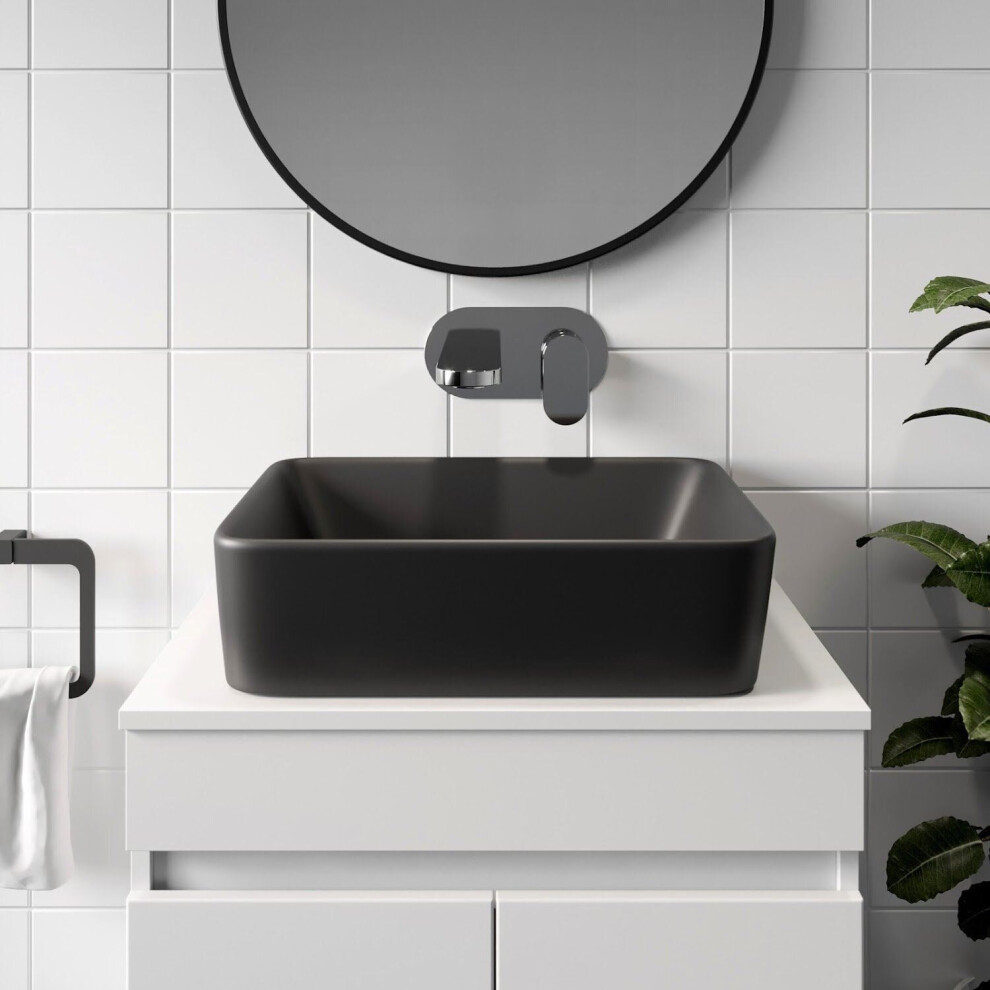 Ceramic Bathroom Vanity Wash Basin Sink Countertop Rectangle Modern 480 X 370Mm 5056467235542