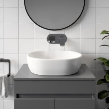 Ceramic Bathroom Vanity Wash Basin Sink Countertop Oval Modern 480 x 350mm White
