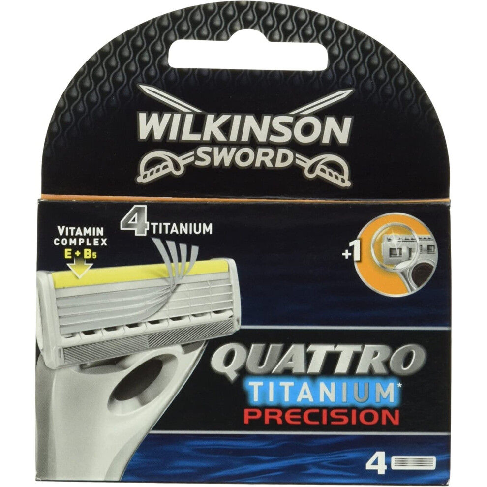 Wilkinson Sword Quattro Titanium Precision Carbon Blades - 4 Pack