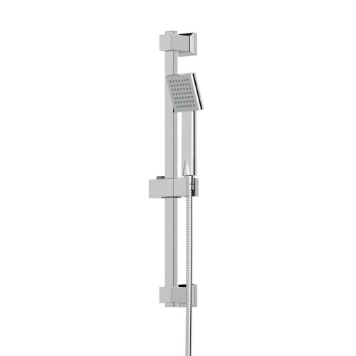 Chrome Square Shower Kit Head Single Spray Adjustable Riser Rail Bathroom Luxury 2
