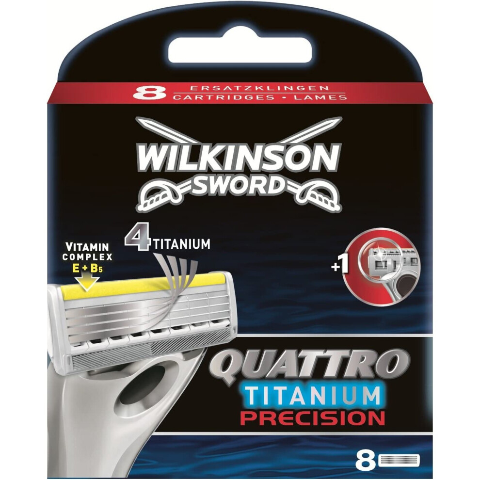 Wilkinson Sword Quattro Titanium Precision Carbon Blades - 8 Pack