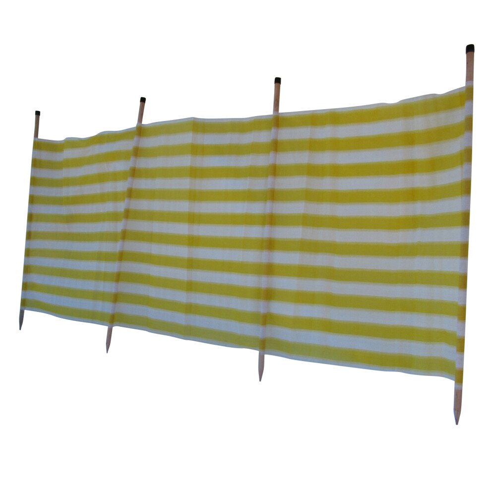 (Yellow/White, 5.7M) Camping Beach Windbreak Shelter with Wooden Poles