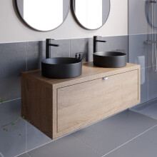 Bathroom Wall Hung Vanity Unit Sink Cabinet Wash Basin Storage Drawer 1100mm