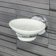 Croydex Grosvenor Bathroom Ceramic Soap Dish Modern Wall Mounted Chrome Holder