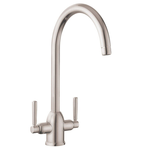 Rangemaster Modern Parma Kitchen Sink Dual Lever Mono Modern Mixer Tap Swivel Spout Brushed