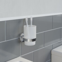 Bathroom Tumbler Holder Chrome Round Wall Mounted Stylish Modern