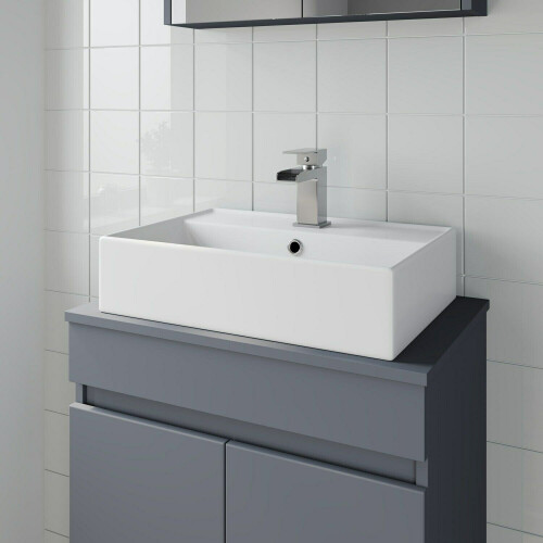 Bathroom Vanity Wash Basin Sink Countertop Rectangular 1 TH Modern 505 x 350mm 1