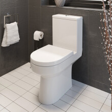 Modern Bathroom Toilet Close Coupled WC Soft Close Seat Cistern Pan Curved White