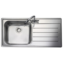 Rangemaster Oakland Kitchen Sink 1.0 Bowl RH Drainer Inset Stainless Steel Waste