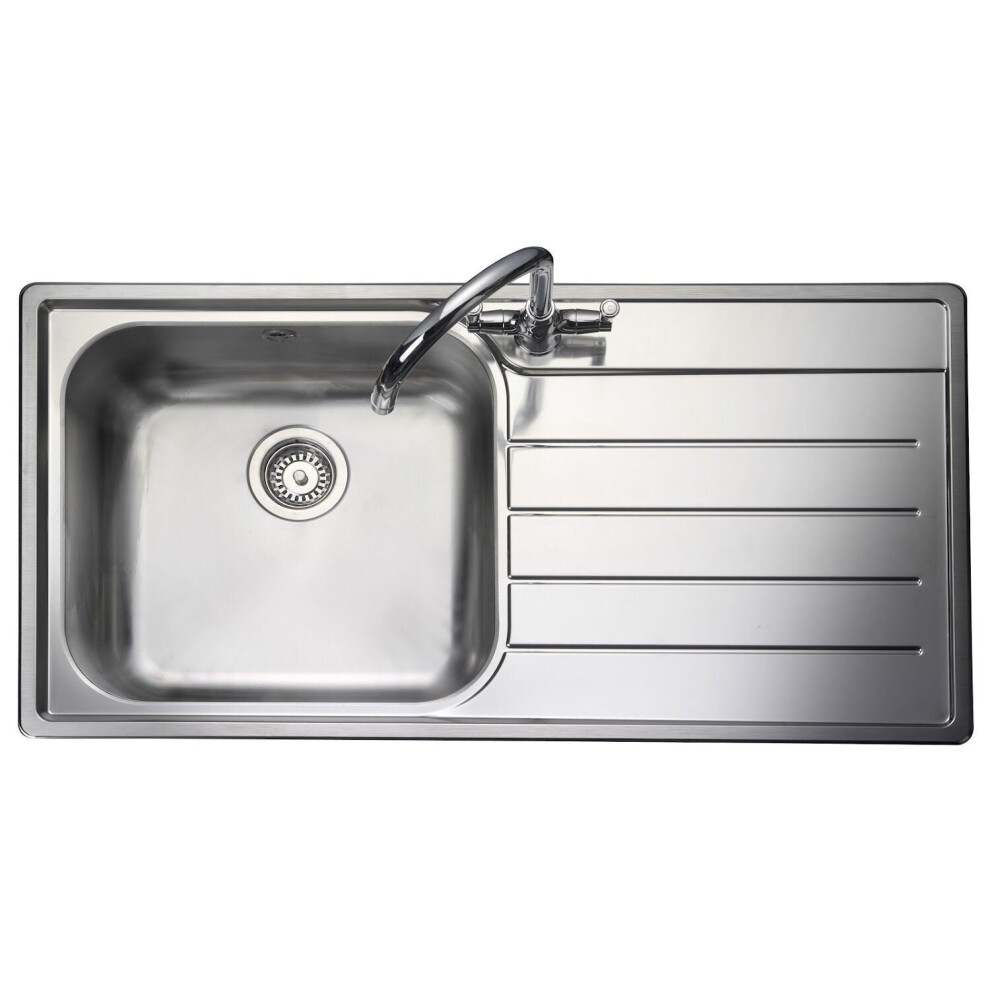 Rangemaster Oakland Kitchen Sink 1.0 Bowl Rh Drainer Inset Stainless Steel Waste