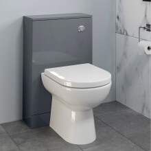 Bathroom Toilet WC Concealed Cistern Unit Pan Soft Close Seat Gloss Grey 500mm