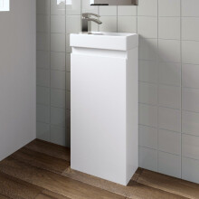 Gloss White Floor Standing 400mm Slim Vanity Unit Basin Sink Cloakroom Bathroom