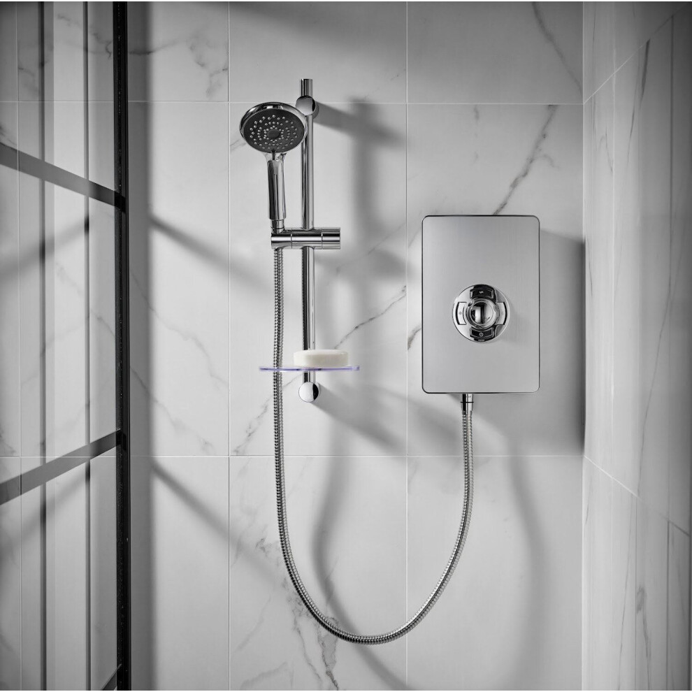 Triton Aspirante Electric Shower 9.5kW Brushed Steel Modern 5 Spray ASP09BRSTL