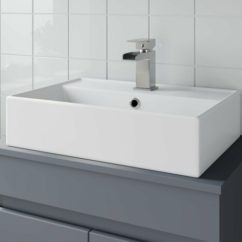 Bathroom Vanity Wash Basin Sink Countertop Rectangular 1 TH Modern 505 x 350mm