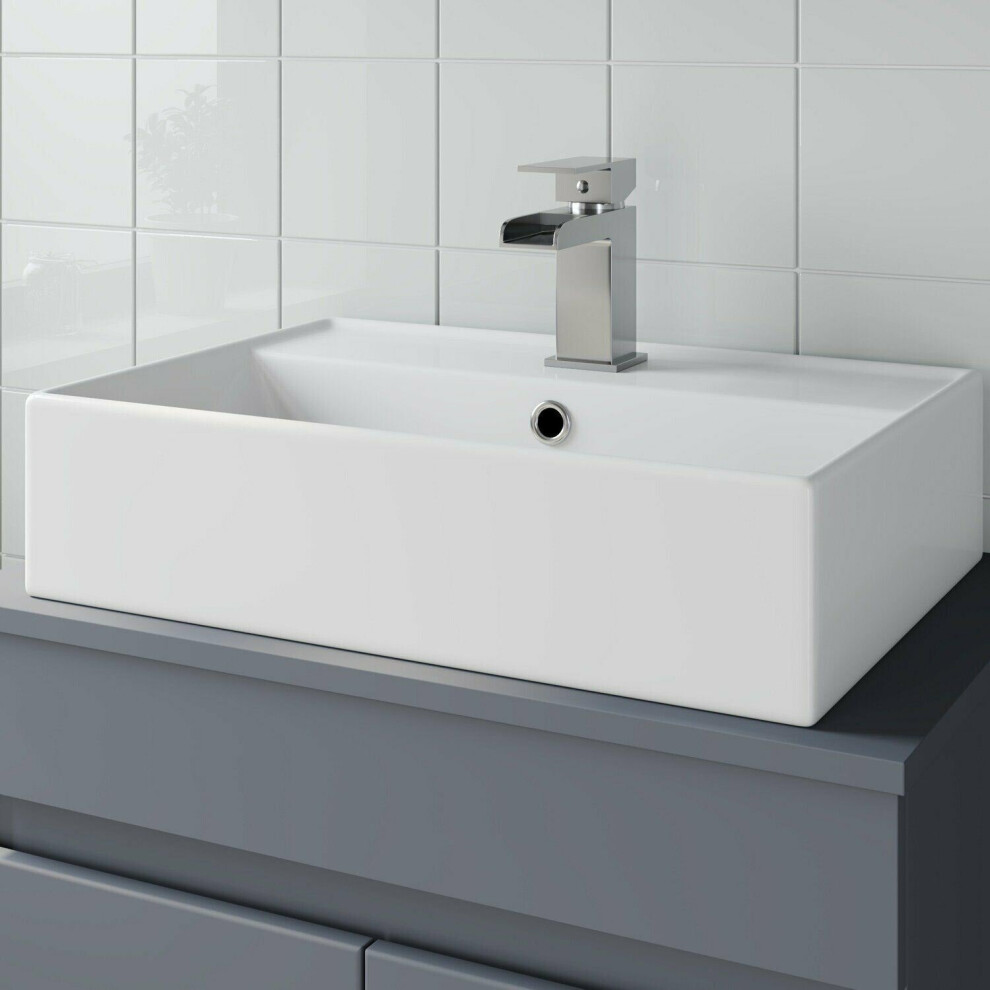 Bathroom Vanity Wash Basin Sink Countertop Rectangular 1 Th Modern 505 X 350Mm 5056093637147