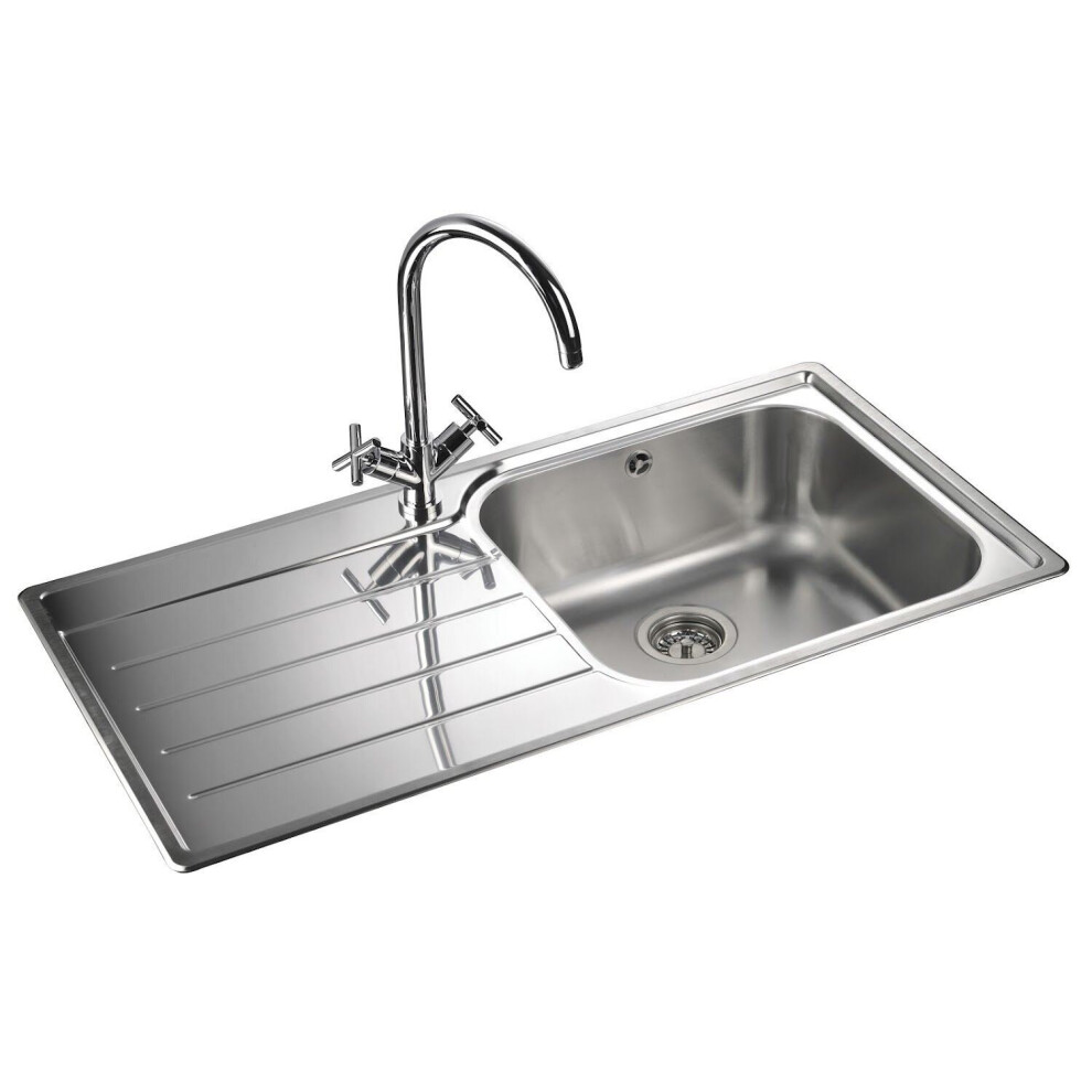 Rangemaster Oakland Kitchen Sink 1.0 Bowl LH Drainer Inset Stainless Steel Waste