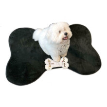 (Large, Black) Bone Shaped Pet Feeding Mat NonSlip Dog Cat Bed