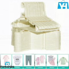 36 X PCS PACK CREAM PLASTIC NURSERY HANGERS NONSLIP BABY KIDS CHILDREN CLOTHES