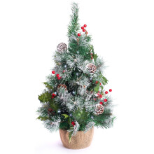 Best Artificial 2ft/60cm Frosted Red Christmas Trees & 20 LED Battery Lights