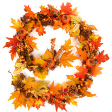 Best Artificial 6ft/180cm Autumn Maple Halloween Garland 50 Warm White LED Lights