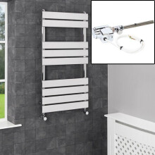 950 x 500mm Heated Towel Rail Dual Fuel Thermostatic Chrome Flat Panel 9 Rail