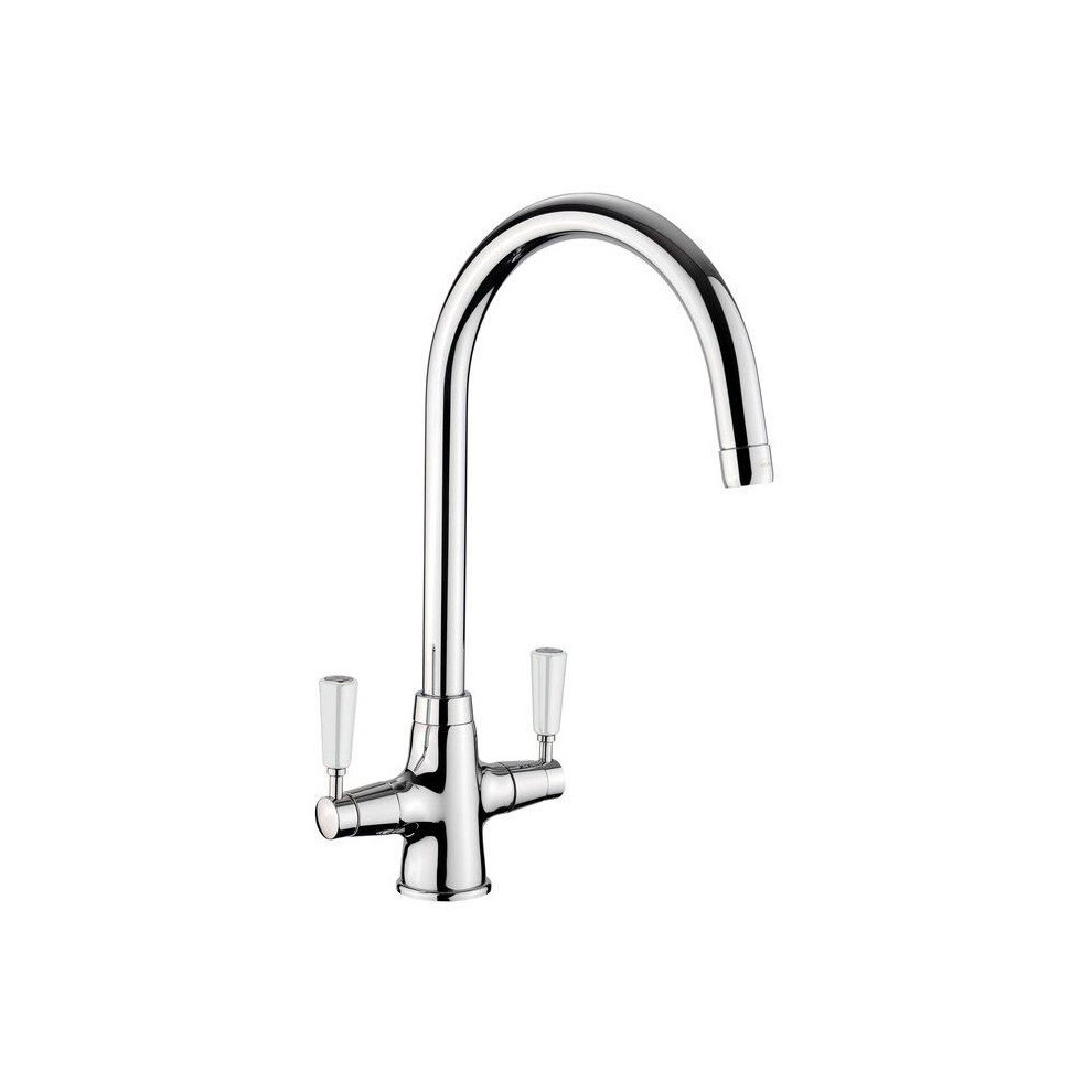 Kitchen Sink Tap Dual Lever Mono Classic Mixer Chrome Mixer Tap Swivel Spout