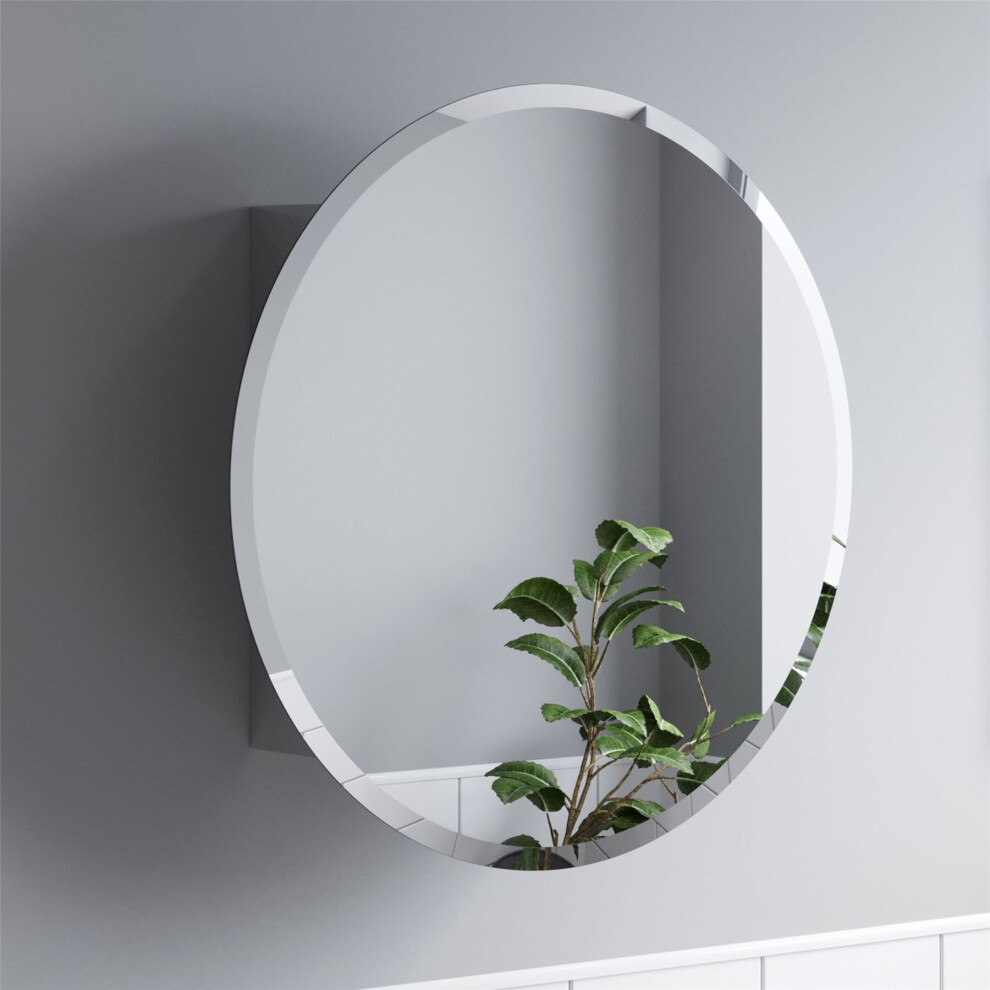 Artis Bathroom Round Door Mirror Stainless Steel Sleek Modern Cabinet 600 X 600Mm