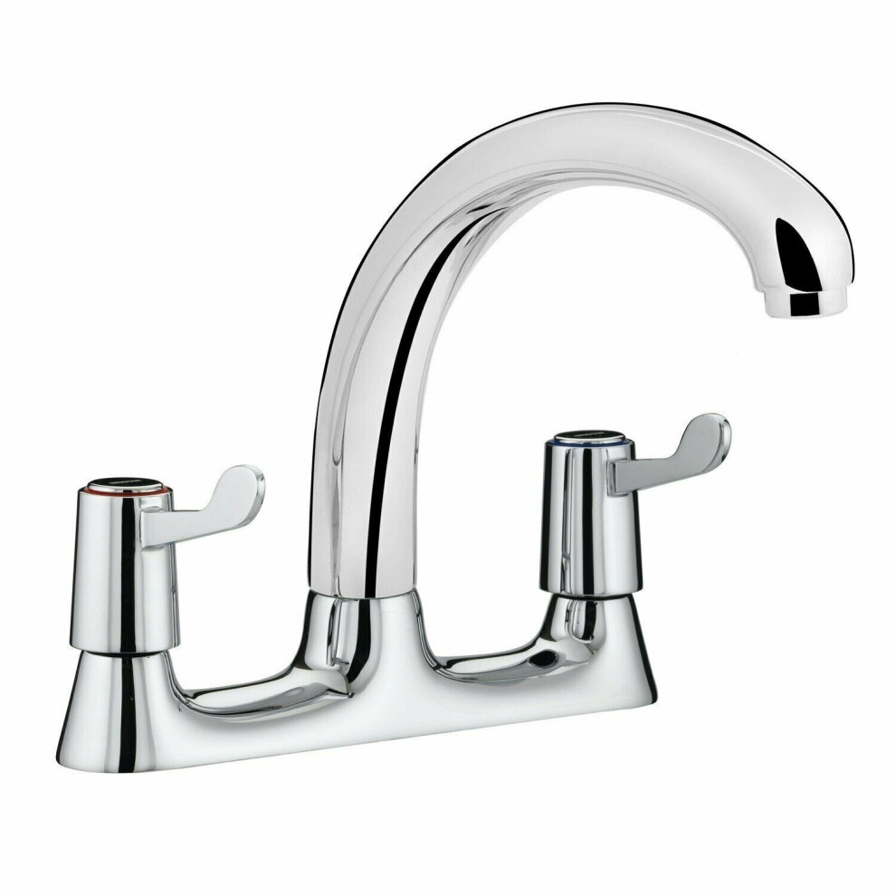 Bristan Value Kitchen Sink Mixer Tap Double Lever Deck Mounted Dual Flow Chrome