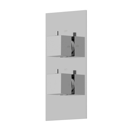 Modern Concealed Shower Valve Thermostatic Square Controls Chrome Twin Outlet 1