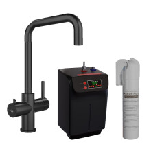 4BWTAPPK1 3-in-1 Instant Hot, Cold & Filtered Boiling Water Kitchen Tap with Twin Lever, Black Curved