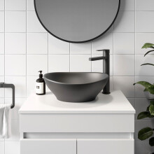 Ceramic Bathroom Vanity Wash Basin Sink Countertop Oval Modern 405 x 330mm Black