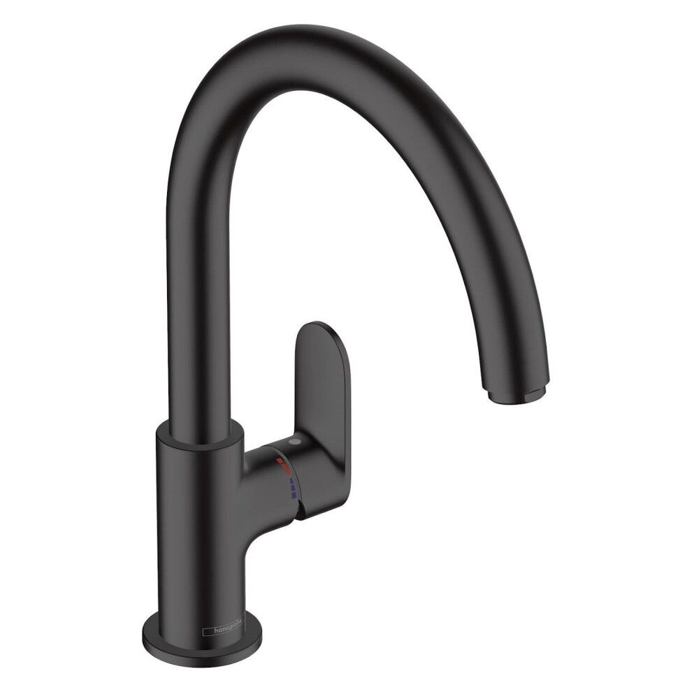 Hansgrohe Vernis Blend Kitchen Mixer Tap Single Lever Black Swivel Spout Modern