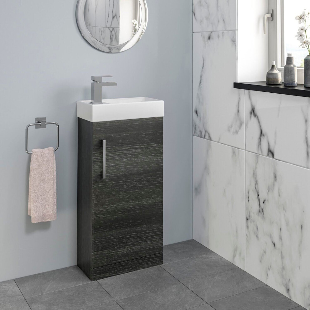 Modern Bathroom Basin Sink Vanity Unit Furniture 1 Tap Hole 400mm Charcoal Grey