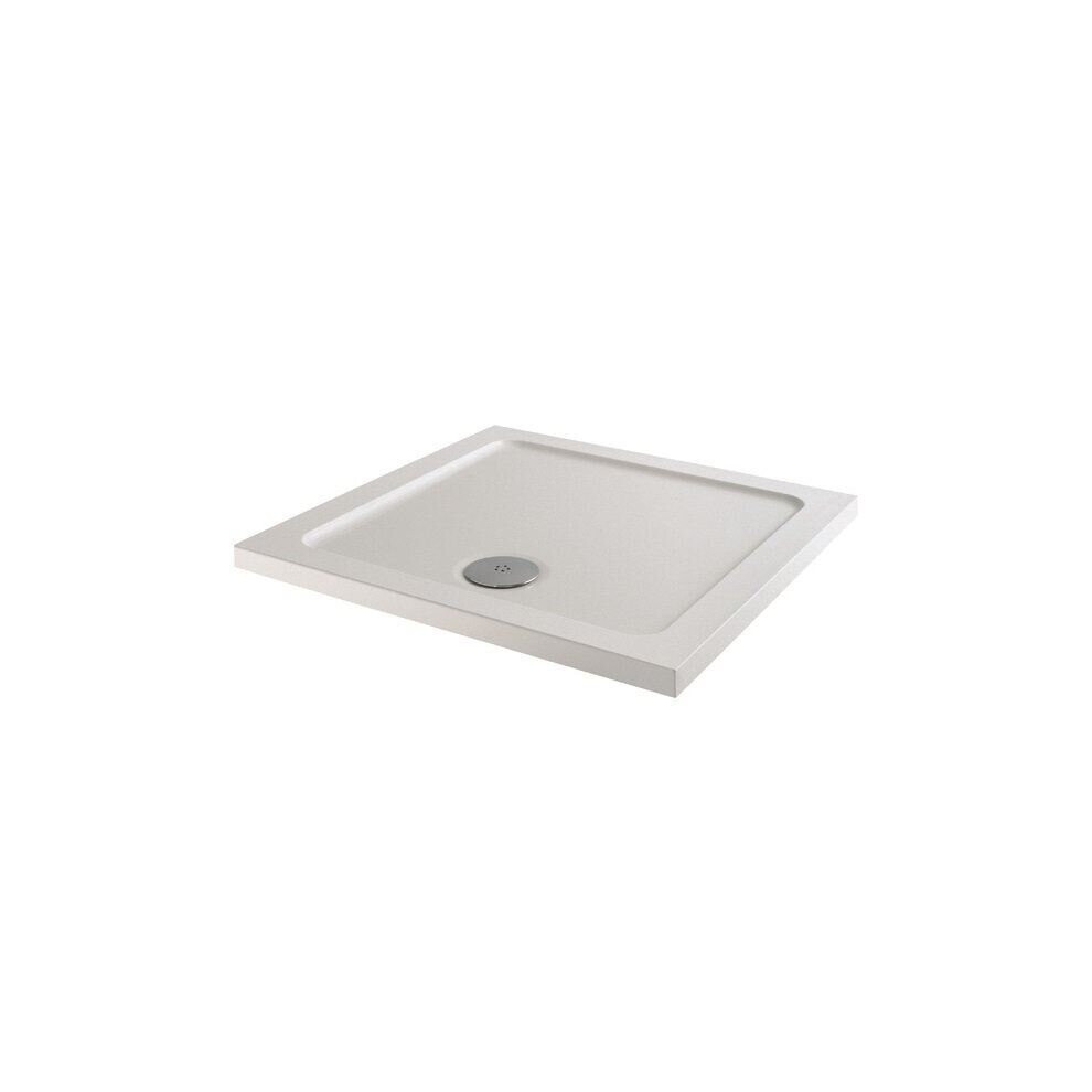 Modern Square Shower Tray 760 x 760mm Low Profile Slimline Lightweight White