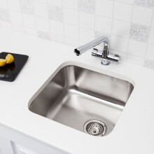 Sauber Kitchen Sink Single Bowl Brushed Stainless Steel Undermount Square Waste