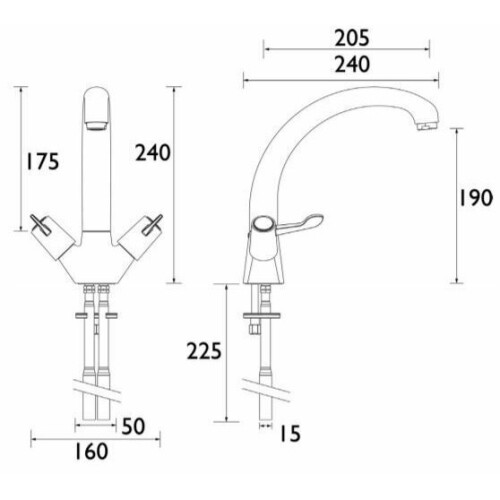 Bristan Bristan Value Kitchen Sink Mixer Tap Double Lever Single Flow Chrome 1