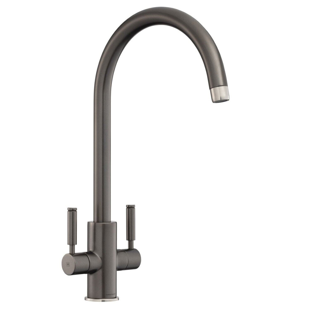 Rangemaster Kitchen Intense Mono Mixer Tap Lever Swivel Spout Mono Graphite Grey Twin Handle