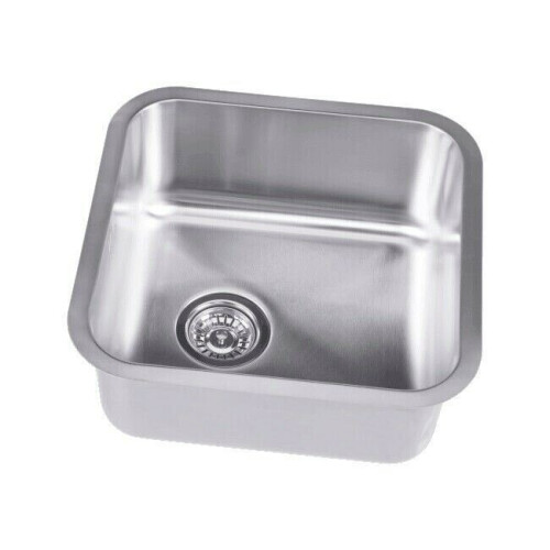 Sauber Kitchen Sink Single Bowl Brushed Stainless Steel Undermount Square Waste 1
