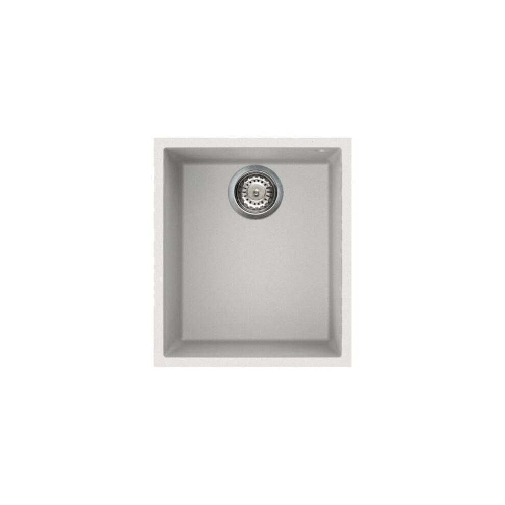 Reginox Elleci Quadra100 Kitchen Sink Single Bowl White Granite Undermount Waste 8031873045357