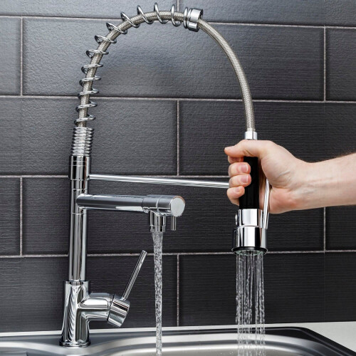 Modern Mono Pull Out Kitchen Mixer Tap Dual Spout Spray Single Lever