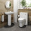Back to Wall BTW Modern Toilet Pan Soft Close Seat Space Saving White Ceramic 2