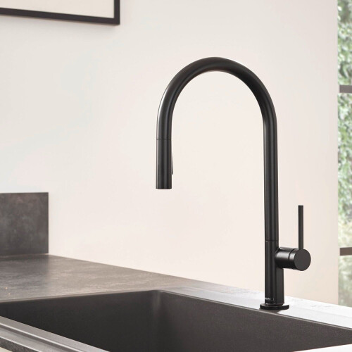 Hansgrohe Hansgrohe Talis Kitchen Mixer Tap Single Lever Modern Black Pull Out Spout 1