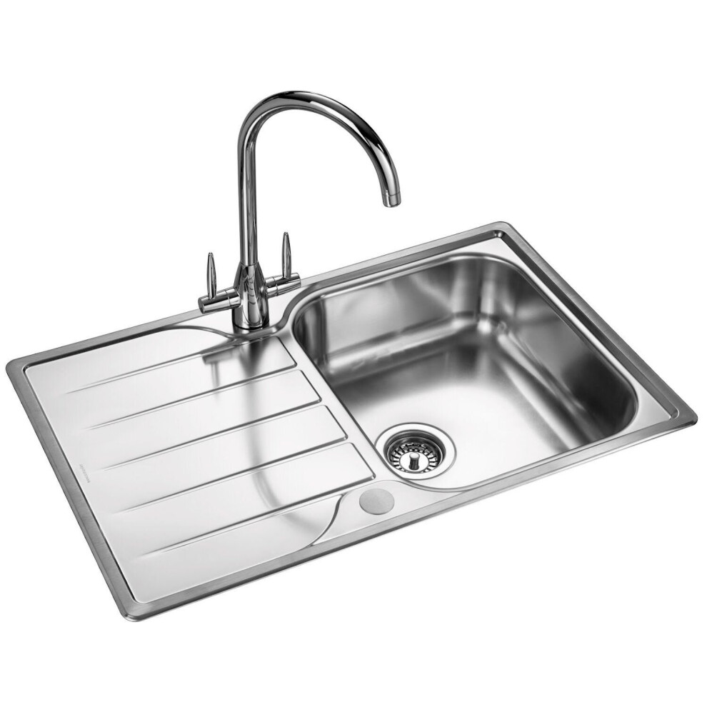 Rangemaster Michigan Stainless Steel Reversible 1 Bowl Inset Kitchen Sink Sinks