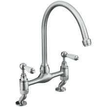 Bristan Renaissance Luxury Kitchen Sink Mixer Tap Double Lever Brushed Nickel